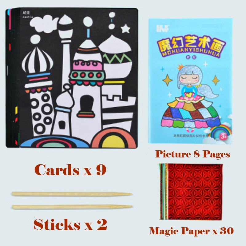 DIY Cartoon Magic Transfer Painting Crafts For Kids Arts And Crafts Toys For Children Creative Educational Learning Drawing Toys