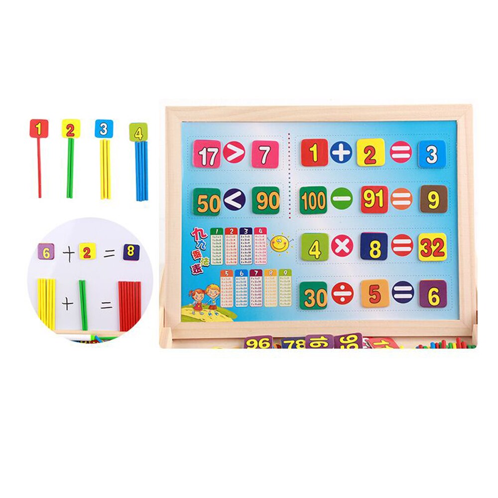 Learning Resources Educational Wooden Arithmetic Number Toys Box Digital Math Blocks Puzzles With Counting Sticks & Blackboard