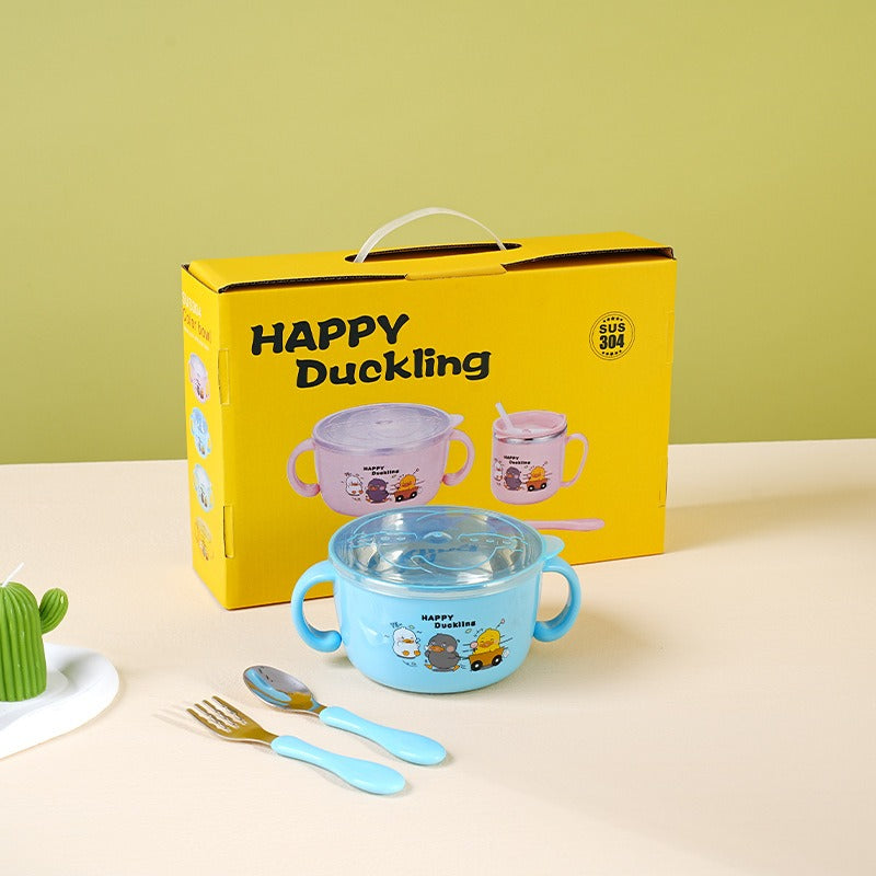 304 stainless steel children's tableware set cute baby food bowl stainless steel tableware children's water cup