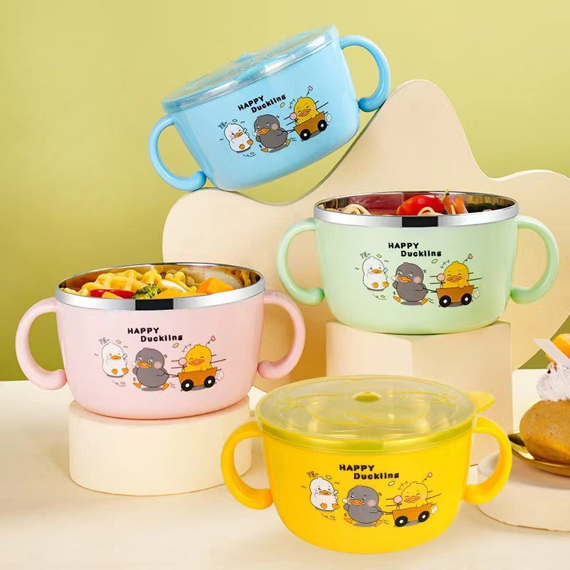 304 stainless steel children's tableware set cute baby food bowl stainless steel tableware children's water cup