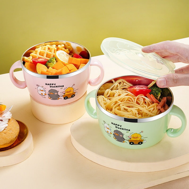 304 stainless steel children's tableware set cute baby food bowl stainless steel tableware children's water cup