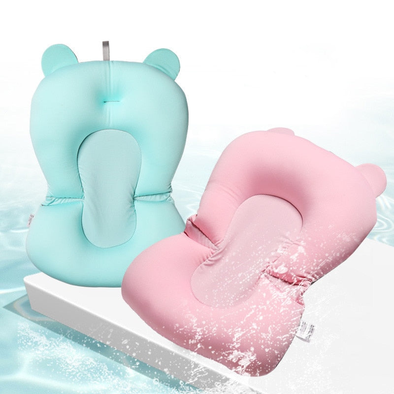 Baby Bath Seat Support Mat Foldable Baby Bath Tub Pad & Chair Newborn Bathtub Pillow Infant Anti-Slip Soft Comfort Body Cushion