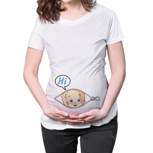 Women Maternity Short Sleeve Cartoon Letter Print Tops Pregnan ropa mujer Clothes For Pregnant Women breastfeeding D4