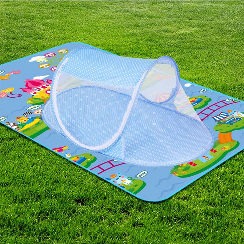 Folding mosquito net with sleeping pad pillow mosquito net bed three piece set music 0-3 year old children's mosquito net