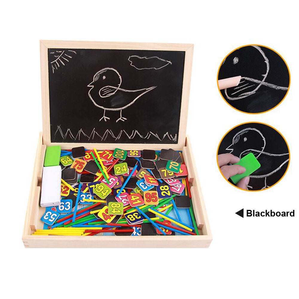 Learning Resources Educational Wooden Arithmetic Number Toys Box Digital Math Blocks Puzzles With Counting Sticks & Blackboard