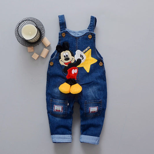 Cartoon Baby Boy Clothes Denim Pants Elastic Waist Trousers Children's Jeans