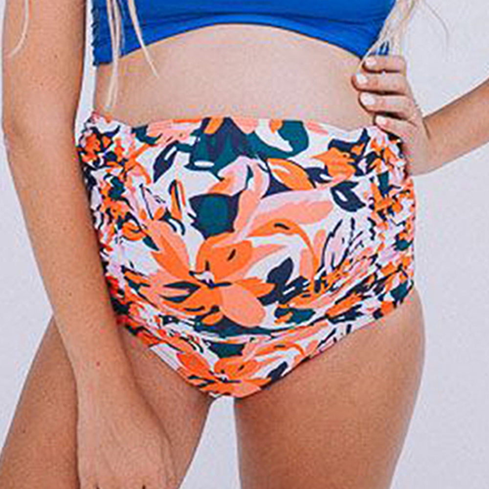 High Waist Maternity Mother Swimwear Women's New Printed Bra Bikini Split Swimsuit